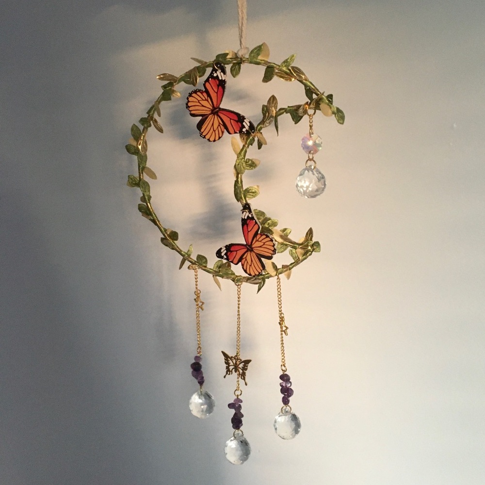 Crystal Monarch Butterfly Moon Suncatcher